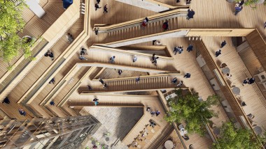 The heart of the new headquarters is the atrium, an inner courtyard around which stairs and lifts lead to the upper floors (©Foster&Partners)