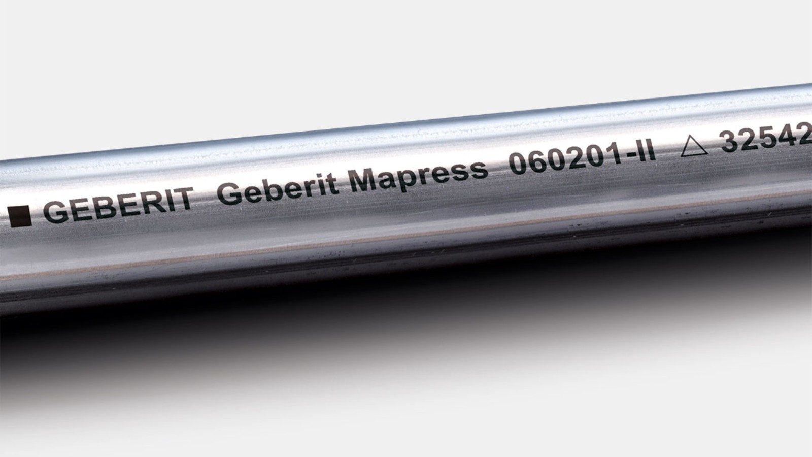 The black label identifies the Geberit Mapress Stainless Steel system pipe CrNiMo The black label identifies the Geberit Mapress Stainless Steel system pipe CrNiMo