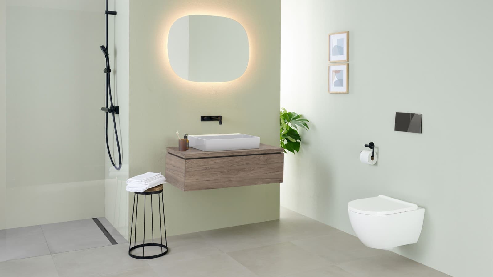 Geberit VariForm washbasin with Geberit Option mirror Geberit VariForm washbasin with Geberit Option mirror