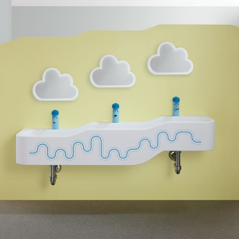 Geberit Bambini play and washspace in ocean blue and light blue Geberit Bambini play and washspace in ocean blue and light blue