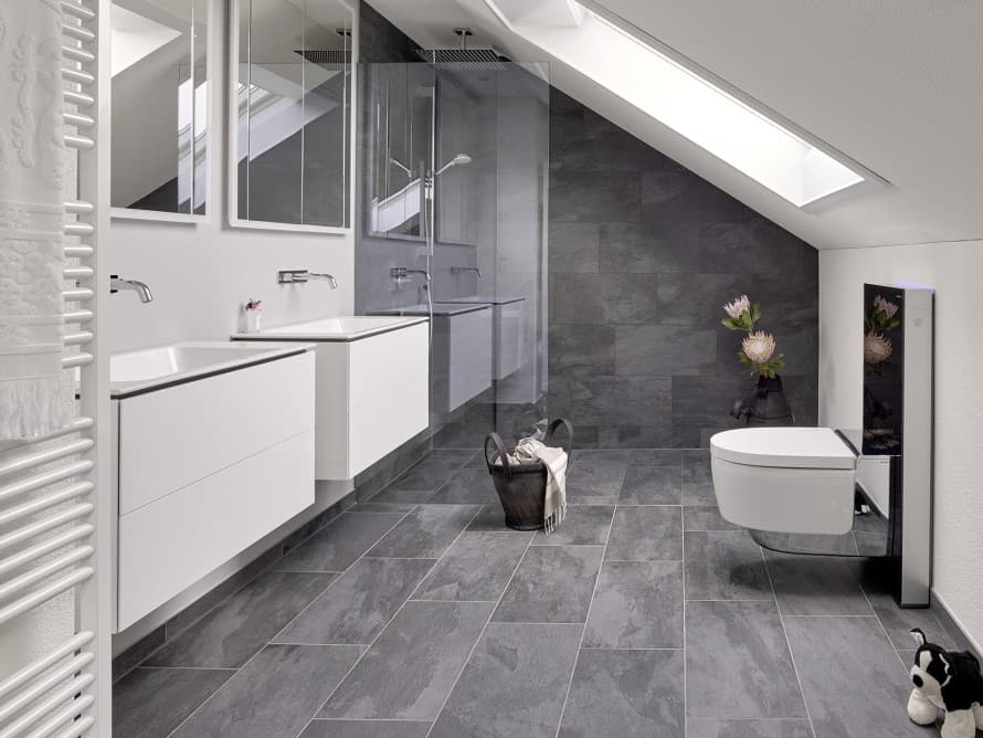 Bathroom with sloping roof
