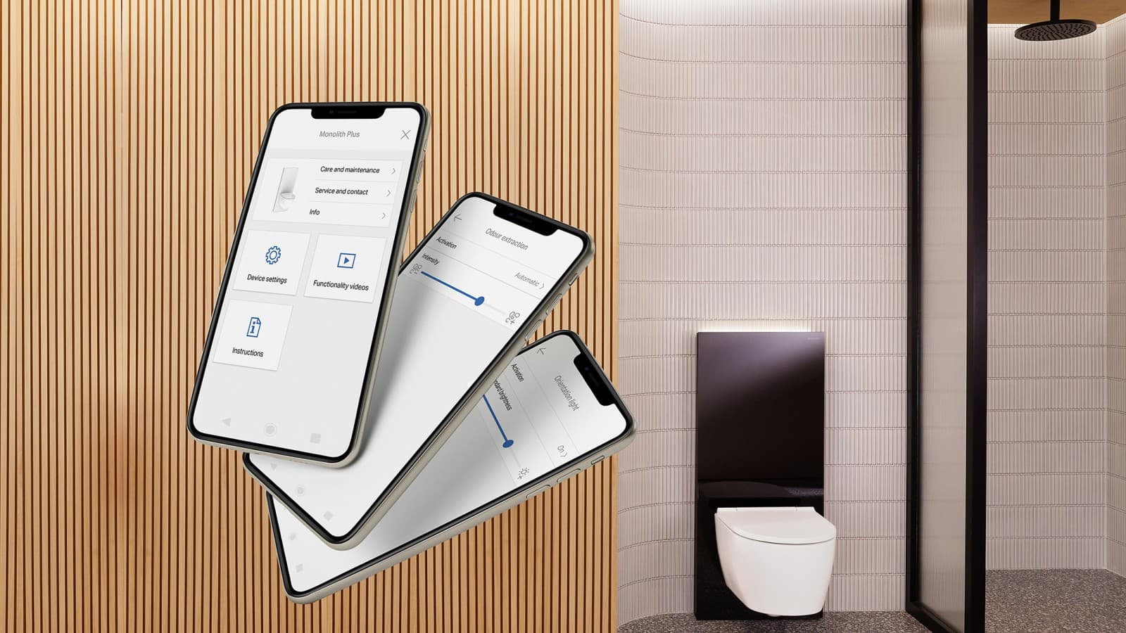 Geberit Home – for setting up the new Geberit Monolith Plus sanitary module (© Geberit) Geberit Home – for setting up the new Geberit Monolith Plus sanitary module (© Geberit)